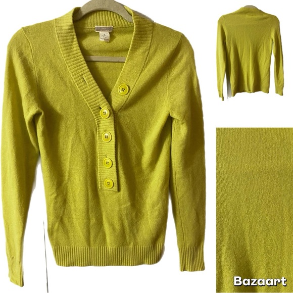 J. Crew Sweaters - EUC Vintage J Crew Cashmere Sweater, Sz XS, V-neck, Long sleeve, Chartreuse